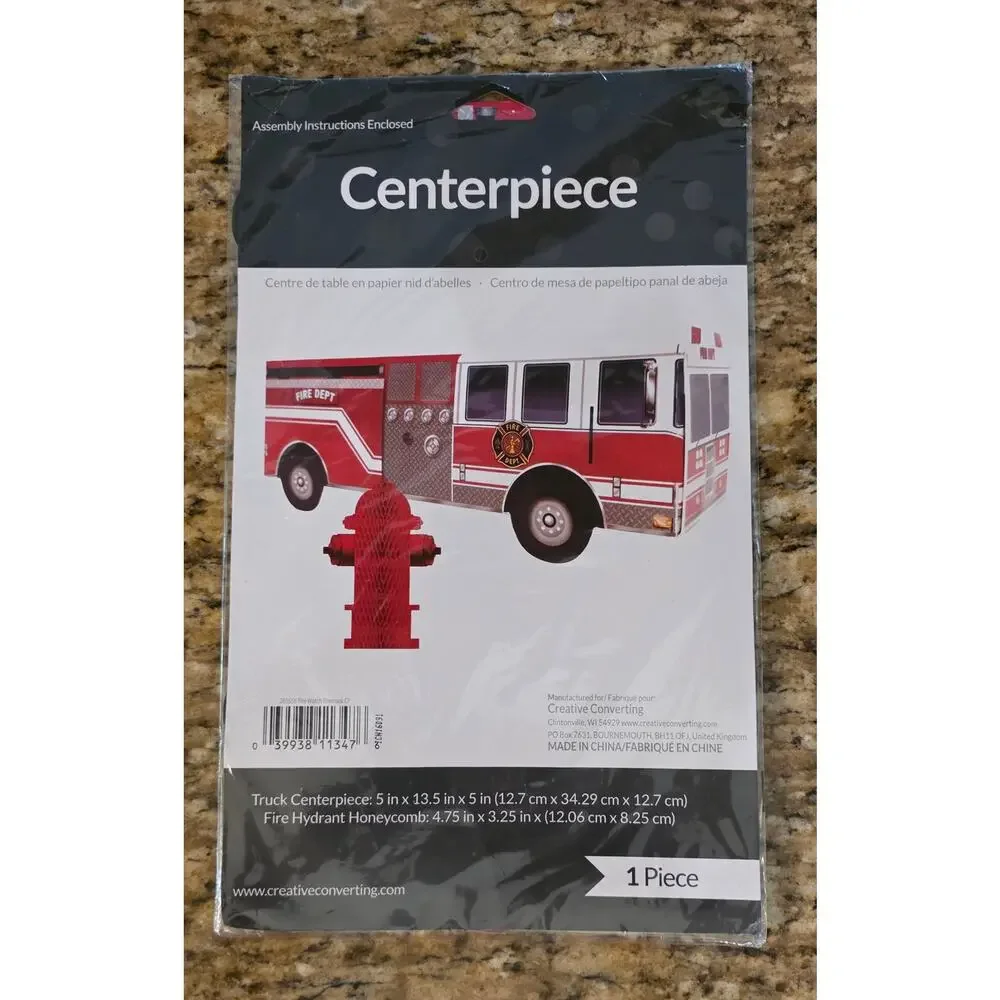 Fire Truck Firefighter Party Decor Set of 3 1 Tablecloth 2 Table Centerpieces